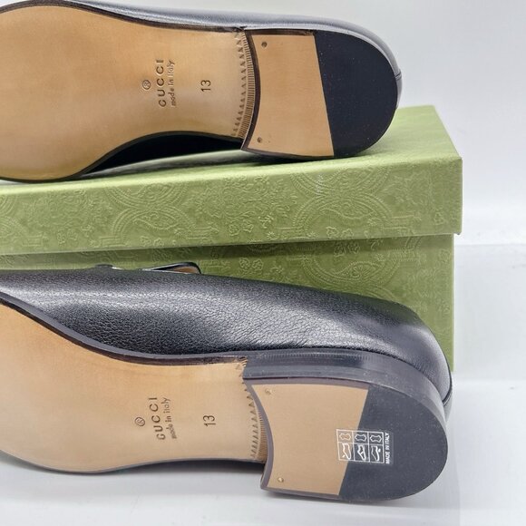 GUCCI BLACK LEATHER SLIP-ON HORSEBIT LOAFER Mens UK 13 US 13.5 -Authentic- New - Picture 13 of 15